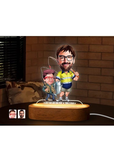 Bk Gift Kişiye Özel Baba-oğul Karikatürlü Dekoratif 3d Biblo Led Işıklı Gece Lambası-13, Babaya Hediye, Babalar Günü Hediyeleri Kobitmeyen138265 Bk Gi