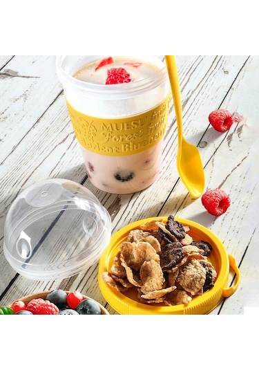 Take'N Go Kapaklı Kaşıklı Pratik Taşınabilir Meyveli Yoğurt Kabı N1138417