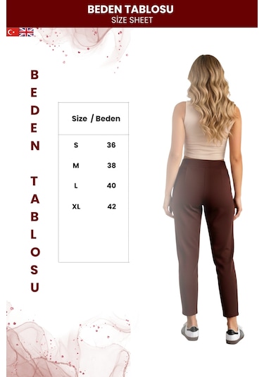 Zedefx Kadın Modern Tasarım Havuç Pantolon Kahverengi