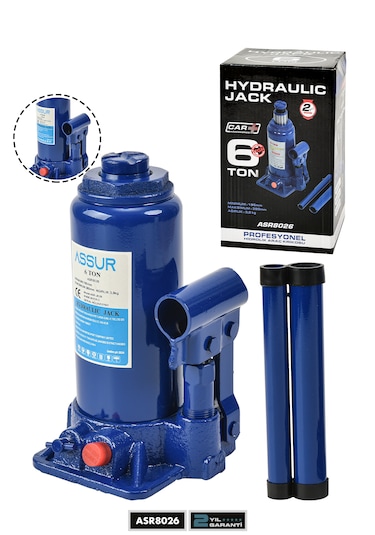 Assur Asr8026 6 Ton Oto Kaldırma Krikosu Şişe Kriko Hidrolik Mavi