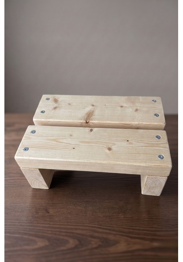 Nest Woodtr Doğal Ahşap Tek Katlı Basamak Tabure Yükseltici 30x25x15cm 1adet