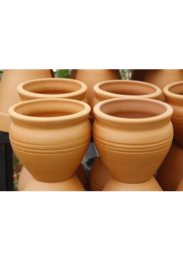 Antik Saksı 2 Adet - El Yapımı Doğal Çömlek (485408022)