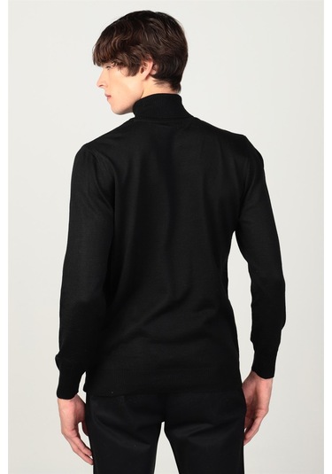 Tudors Slim Fit Dar Kesim Tam Boğazlı Yaka Düz Yün Erkek Kazak-23918 Çok Renkli