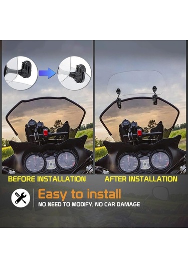 Ulzyvf Motorsiklet Rüzgar Savar: 180 Ayarlanabilir, Universal, Gürültü Azaltıcı, Kolay Montaj 36.5x15.5cm