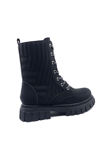 Sema Siyah Zümrüt Kauçuk Taban Kız Çocuk Fermuarlı Bot Siyah