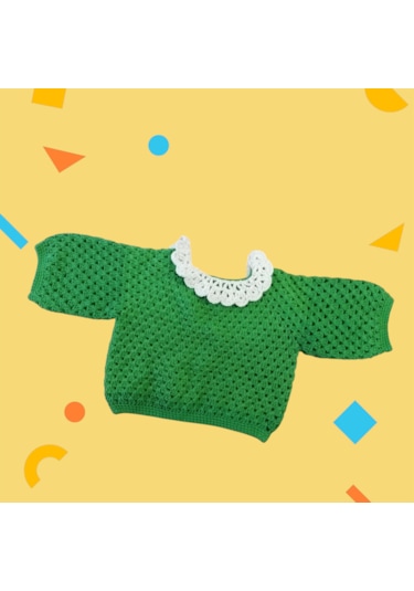 El İşi Yün Bebek Kazağı Yeşil