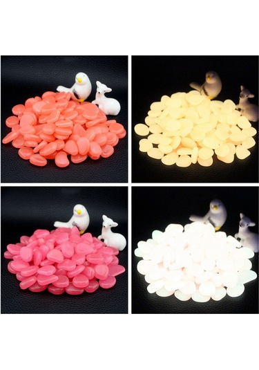 Xiyyadms Mavi Işıklı Resin Taşlar 50 Adet - Bahçe Akvaryum Yol Süslemeleri, Gündüz Güneşten Sonra 3 Saat Parlar