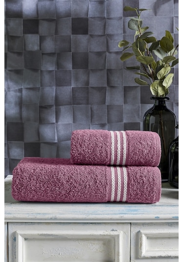 Casnack Veronica 2'li Banyo Havlu Seti - Mürdüm
