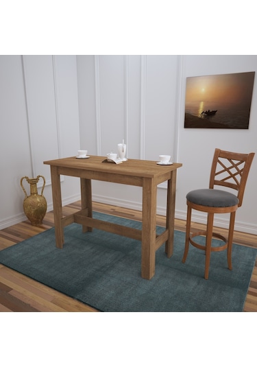 Pasific Home Barra Bar Masası Yüksek Yemek Masası, Koyu Meşe, 120x60