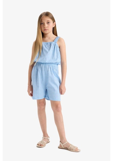 Defacto Kız Çocuk Desenli Askılı Tulum B4814a825hsbe551 Mavi