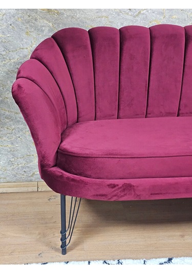 İkili İstiridye Siyah Boyalı Telli Ayak Çay Seti Koltuk Tekli Ber Çok Renkli