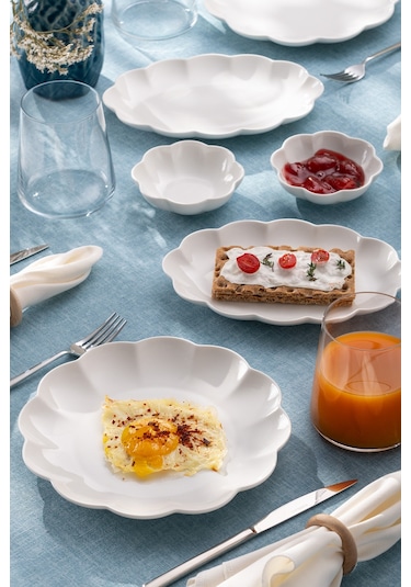 Emsan Gonca 14 Parça 6 Kişilik Kahvaltı Takımı Beyaz