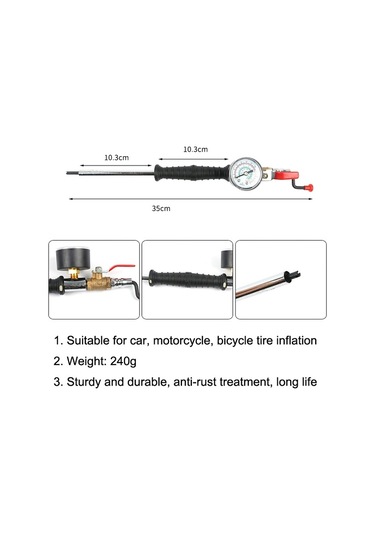 Sones Araba Lastiği Çift Uçlu Hava Nozulu, Özellikler: Contalı Düz Sap
