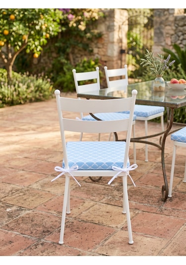 2 Adet 40x40 Cm Mavi Bağcıklı Sandalye Minderi Pamuk Polyester Mutfak Ve Bahçe Minderi