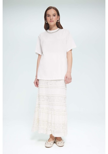 DeFacto Regular Fit Bisiklet Yaka Kısa Kollu Tunik F1801AX25SMER85 DeFacto Regular Fit Bisiklet Yaka Kısa Kollu Tunik F1801AX25SMER85