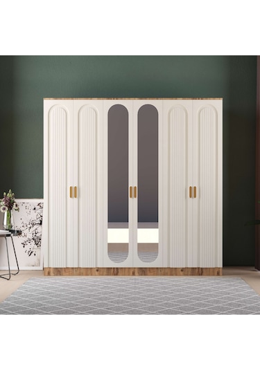 Mila 6 Kapaklı Eko Gardırop - Mdf Kapak Aytaşı