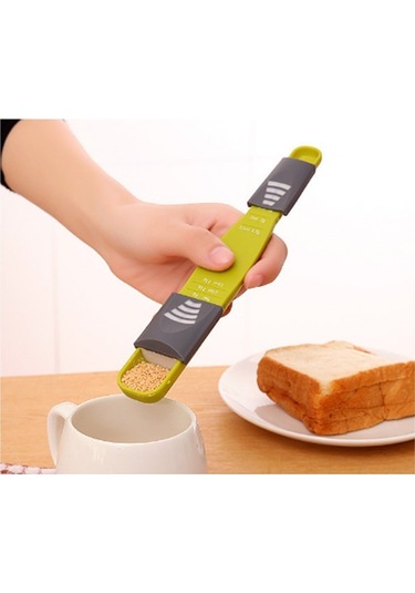 Xindoker Baking Ölçüm Kaşığı İki Uçlu 8 Ayar Plastik Pişirme Ölçüm Aracı Toz, Yağ, Baharat Yeşil