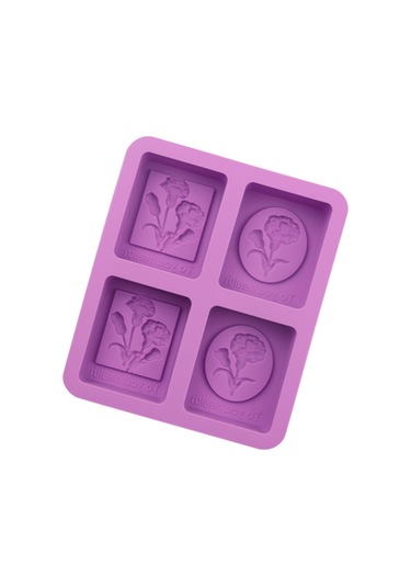 Geeroyoo 4'lü Karanfil Desenli Silikon Kalıp: Sabun, Koku Kiremiti, Reçine Ve Mum Yapımı İçin Esnek, Isı Dayanıklı, Kolay Çıkarım Mor