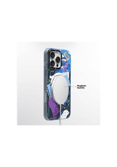 İphone 16 Pro Uyumlu Kılıf Magsafe Şarj Özellikli Youngkit A-city Serisi Kapak Mavi
