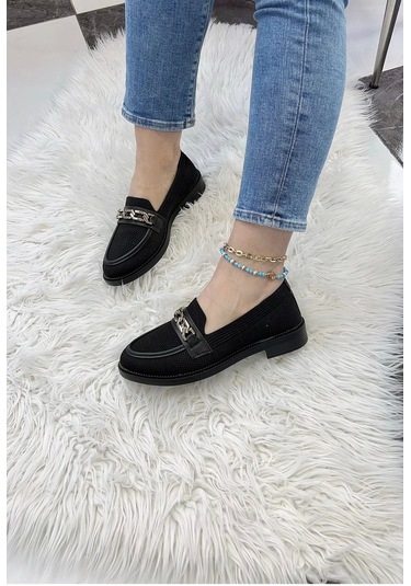 Tb-021 Terzi Bey Siyah Triko Siyah Taban U Toka Günlük Kadın Ayakkabı Kömür3