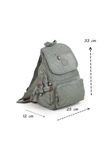 Küçük Boy Krinkıl / Klinkır Su Geçirmez Uzun Askılı Çok Gözlü Günlük Kadın Sırt Çantası Gri 12-4g Gri