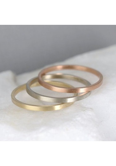 2 Mm Broseli Kare Gümüş Sade Alyans 925 Ayar 3 Renk - 372722330