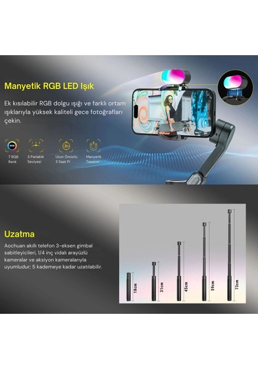 Shopytech Smart X Pro Combo 3 Eksen Akıllı Telefon Gimbal Stabilizer İos & Android