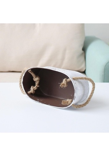 Pazly Vazo Suntek Saksuk Rustik Metal Çiçek Kovası Demir 24x13x9cm