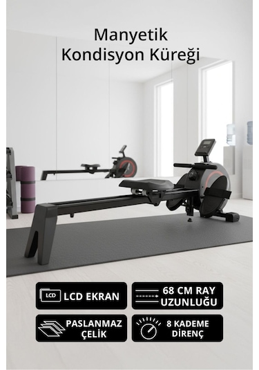 T-231 Manyetik Kondisyon Küreği / Paslanmaz Çelik / 8 Kademeli Direnç Ayarı / 68 Cm Ray Uzunluğu