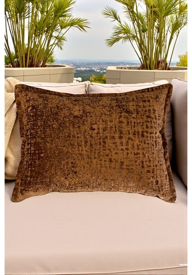 Kırlent İthal Kadife Kumaş - 35x50cm Yumuşak Dokulu Dekoratif Özel Tasarım Kırlent Kılıfı Kiremit