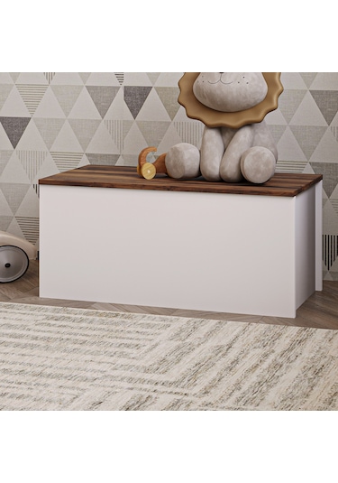 Florya Çok Amaçlı Oyuncak Ve Depolama Sandığı - Antrasit Ve Beyaz - 90 Cm - Beyaz