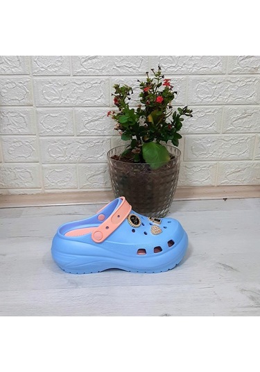 Sonimix 16001 Bebemavisi-pudra Kalın Tabanlı Taşlı Kadın Terlik 001