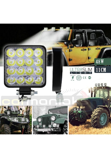 Cree Off Road Sis Farı - Lamba 16 Led Kare Çalışma Lambası 2 Adet