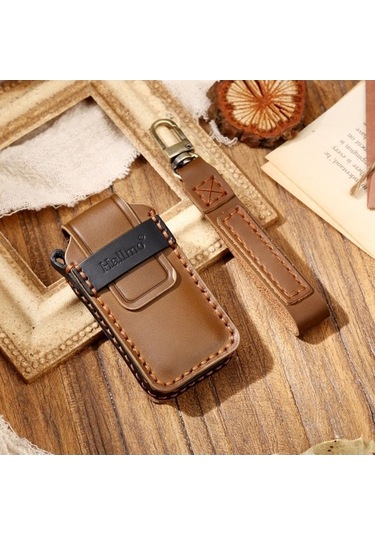 Wondernest Hallmo Mitsubishi Outlander Uyumlu İnek Derisi Anahtar Kılıfı Kahverengi