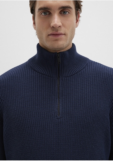 Mavi - Yarı Fermuarlı Dik Yaka Lacivert Kazak 0710268-82318 Lacivert