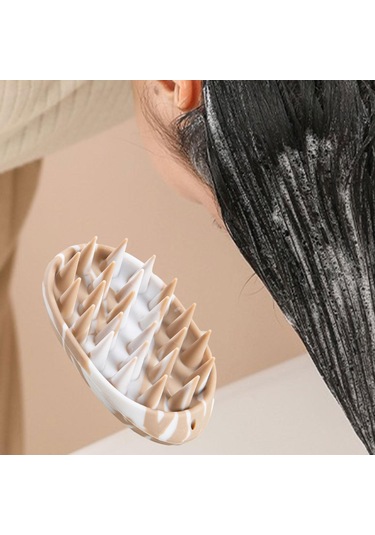 Suntek Saç Derisi Masaj Aleti Yıkama Bakım Fırçası Ev Banyo Kahve Rengi