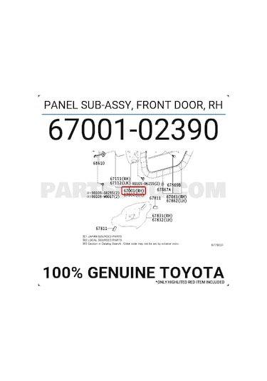 Kapı Corolla Ön 2013-2015 Sağ Oem No:6700102390