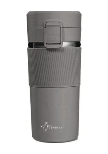 Kahve Kupası İçi Dışı Çelik Çift Katlı Termos Mug 400 Ml - Gri Gri