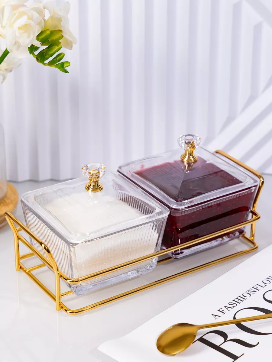 Homelabshop Kapaklı Cam Şekerlik Seti Stantlı 224107284 Beyaz