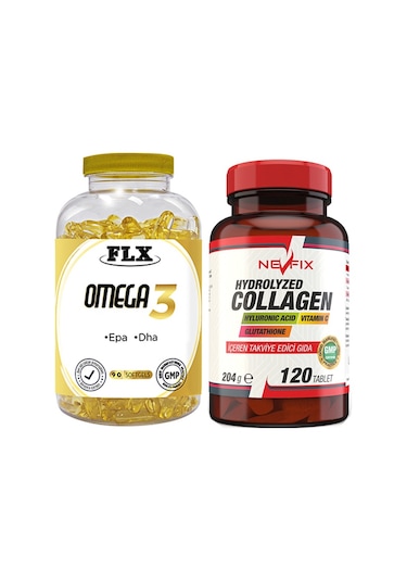 Flx Omega 3 Balık Yağı 90 Softgel & Nevfix Hydrolyzed Collagen