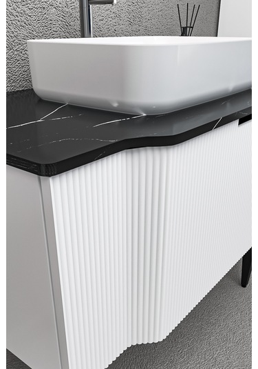 Royal 100 Cm Banyo Dolabı Boy Dolap Dahil Beyaz - Siyah