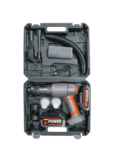 Auhma Ahv-21 20.000pa Şarjlı Araç Süpürgesi Ve Hava Üfleyici - Çift Bataryalı Profesyonel Set Gri