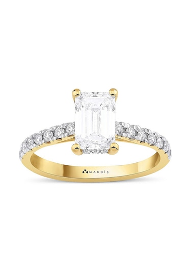 1.90 Karat Emerald Tektaş Pırlanta Yüzük Beyaz Altın