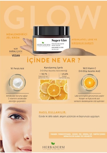 Herbaderm Super Glow Leke Oluşumuna Karşı Cilt Tonu Eşitleyici Nemlendirici Jel Krem 50 ML