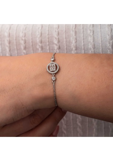 Gümüş Yuvarlak Baget Taşlı Kadın Bileklik Gümüş
