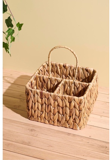 Cliento Hasır 3 Bölmeli Organizer Sepet Kahverengı Kahverengi