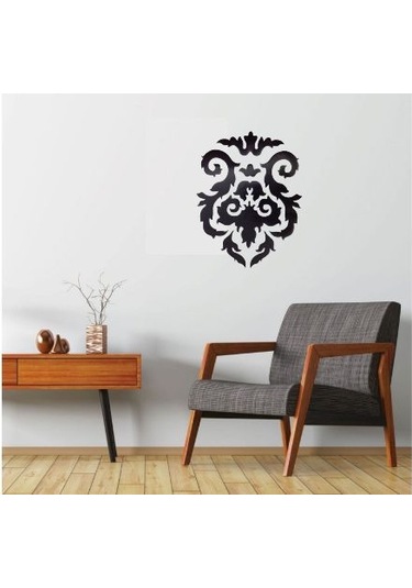 Duvar Süsü Sticker 2 Adet Siyah Çiçekli Şeffaf Filmli Pvc 48x33