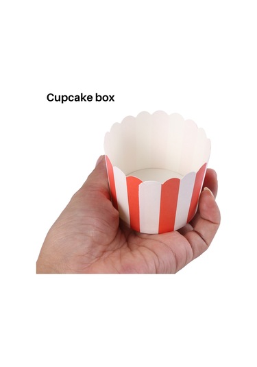 Sointeresting 50x Cupcake Sarma Kağıdı Kek Kabı Pişirme Kapları Liner Muffin Mutfak Pişirme Kırmızı Çizgiler KIrmızı
