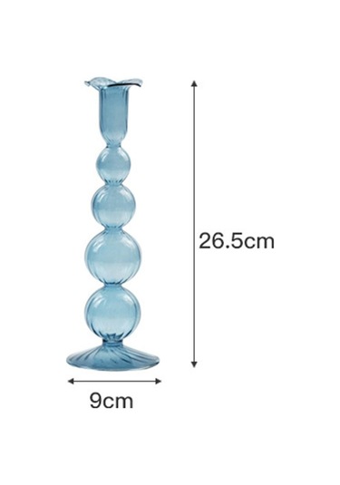 Suntek Cam Mumluk Standı Şamdan Dekor Yemek Noel 9x26.5cm Mavi