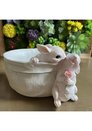 Pazly Tavşan Suntek Stil-b Saksı Heykeli Dekoratif Çiçek Bitki Gp